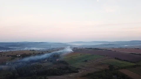 Cloud of smoke. View of mountainous terrain Stock Footage 114651684