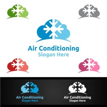 Cloud Snow Air Conditioning and Heating Services Logo Stock Illustration
