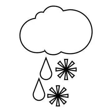 Cloud with snow and rain icon, outline style Stock Illustration