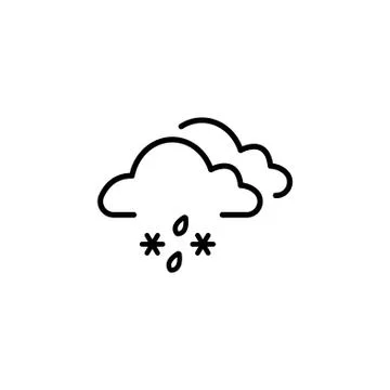 Cloud with Snow and Rain icon black on white background Stock Illustration