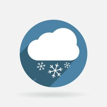 Cloud snow. circle blue icon with shadow Stock Illustration