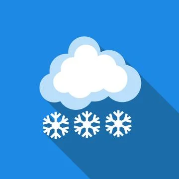 Cloud with snow icon, flat style Stock Illustration