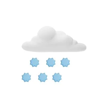 Cloud with snow, volumetric 3d icon, vector illustration isolated on white Stock Illustration