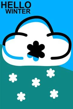 Cloud with snow. Winter time print template, background pattern on the theme of Stock Illustration