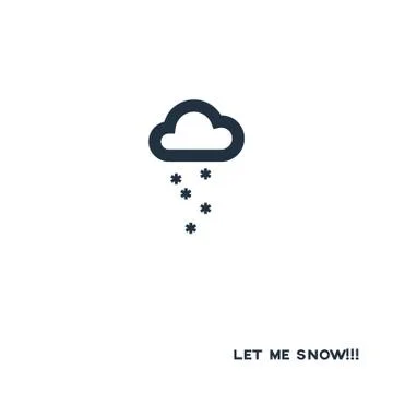 Cloud snowing icon in minimalistic simple design. Christmas card vector template Stock Illustration