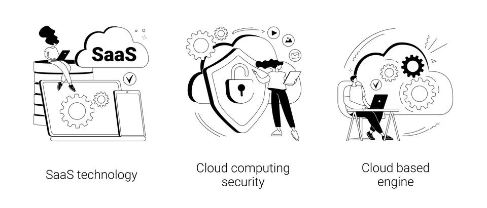 Cloud software abstract concept vector illustrations. Stock Illustration