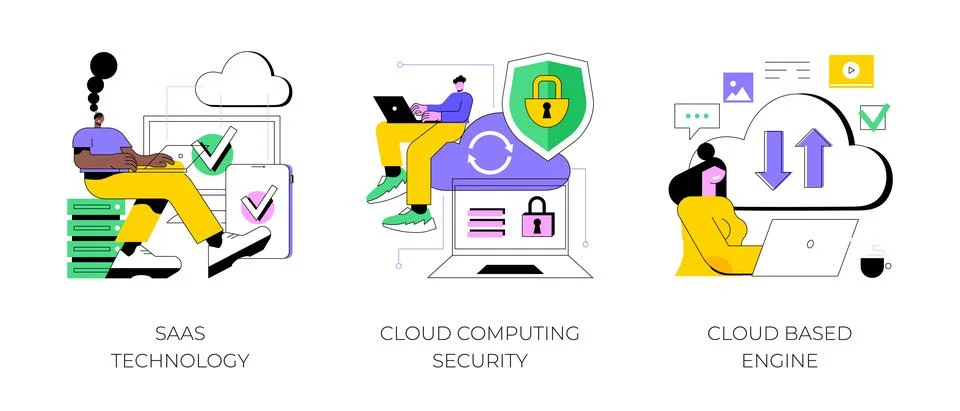 Cloud software abstract concept vector illustrations. Stock Illustration