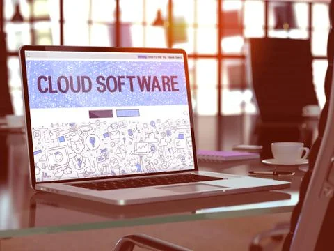 Cloud Software Concept on Laptop Screen Stock Illustration