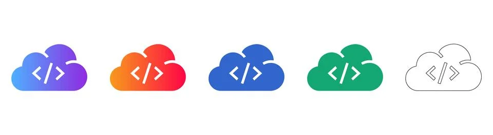 Cloud Software Development Icon Set イラスト素材