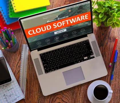 Cloud Software. Office Working Concept Stock Illustration