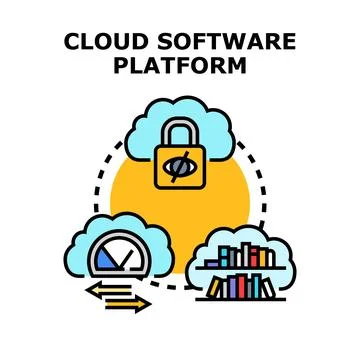 Cloud software platform concept with data security and storage Stock Illustration