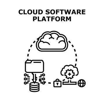 Cloud software platform concept for data storage Stock Illustration