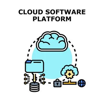 Cloud software platform concept for data storage Stock Illustration