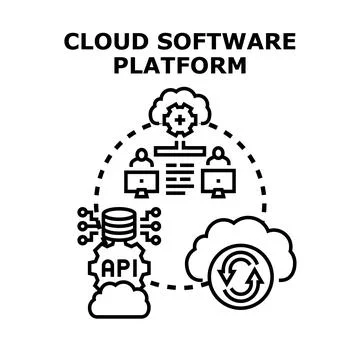 Cloud software platform remote access and integration concept Stock Illustration