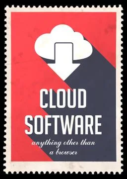 Cloud Software on Red in Flat Design. Illustrazione stock