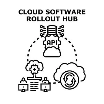 Cloud software rollout hub managing application deployment and updates Stock Illustration