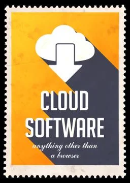 Cloud Software on Yellow in Flat Design. イラスト素材