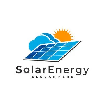 Cloud Solar logo vector template, Creative Solar panel energy logo design con Stock Illustration