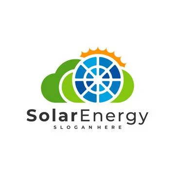 Cloud Solar logo vector template, Creative Solar panel energy logo design con Stock Illustration