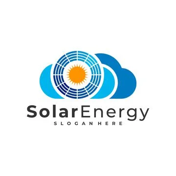Cloud Solar logo vector template, Creative Solar panel energy logo design con Stock Illustration