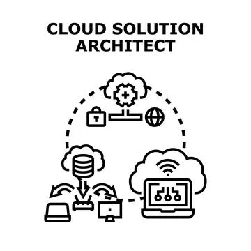 Cloud solution architect designing digital infrastructure system Illustrazione stock