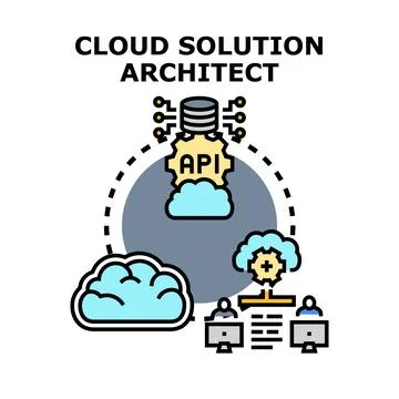 Cloud solution architect designing server infrastructure Stock Illustration