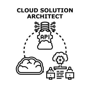 Cloud solution architect designing server infrastructure 库存插图