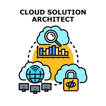 Cloud solution architect developing computing network security Stockillustratie