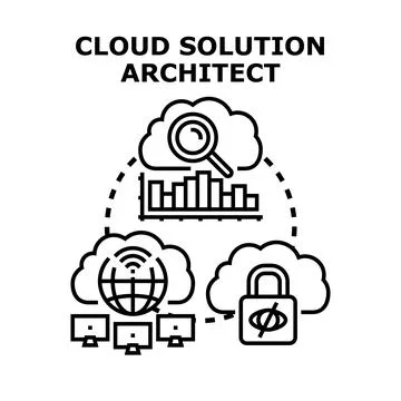 Cloud solution architect developing computing network security 스톡 일러스트