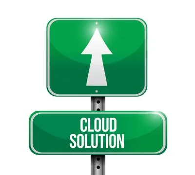 Cloud solution street sign illustration design Illustrazione stock