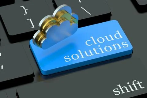 Cloud solutions on blue keyboard button Stockillustratie