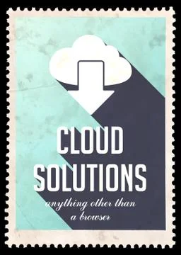 Cloud Solutions on Light Blue in Flat Design. Stock Illustration