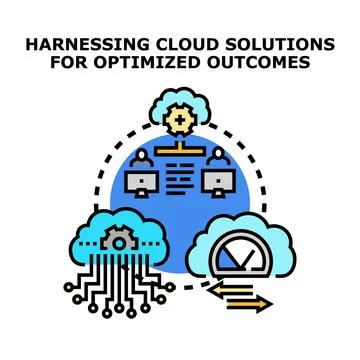 Cloud solutions optimizing data processing and collaboration outcomes イラスト素材