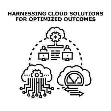 Cloud solutions optimizing data processing and collaboration outcomes Illustrazione stock