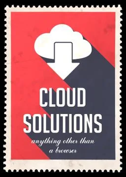 Cloud Solutions on Red in Flat Design. 스톡 일러스트