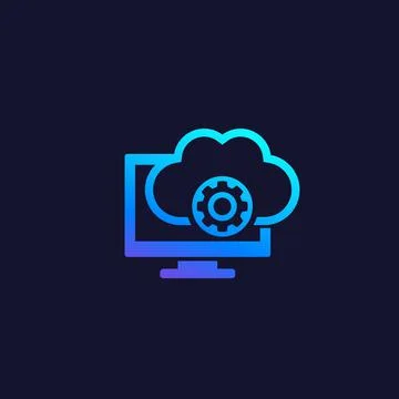 Cloud solutions, remote access software icon Stock Illustration