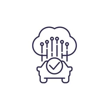 Cloud solutions for transport line icon 스톡 일러스트