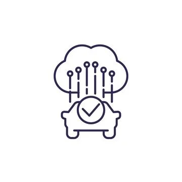 Cloud solutions for transport line icon, vector Stockillustratie