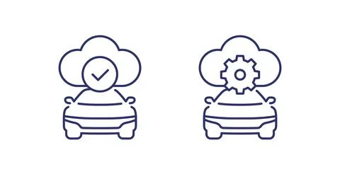 Cloud solutions for transport line icons Stockillustratie