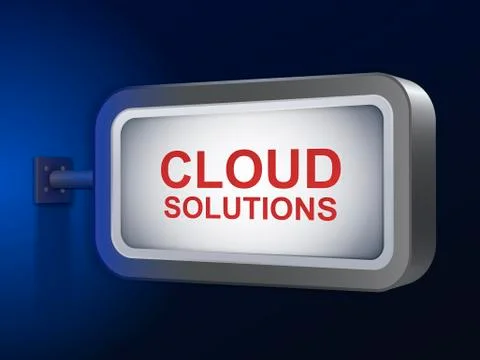 Cloud solutions words on billboard Stock Illustration