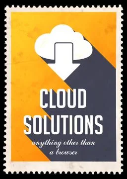 Cloud Solutions on Yellow in Flat Design. Stockillustratie