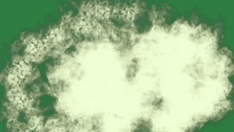 Cloud on some clouds of smoke in the middle black photo frame isolated on green Stockbeeldmateriaal 336891822