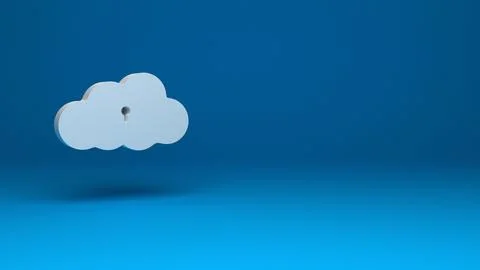Cloud space 3d illustration, modern database platform secure storage space Illustrazione stock