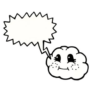 Cloud with speech bubble cartoon Stock Illustration