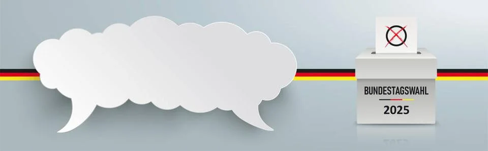 Cloud Speech Bubble German Vote Box Bundestagswahl 2025 Header German Text... Stock Photos