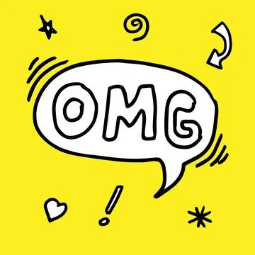 Cloud speech bubble with OMG text. Comic doodle sketch style. Explosion cloud Stock Illustration