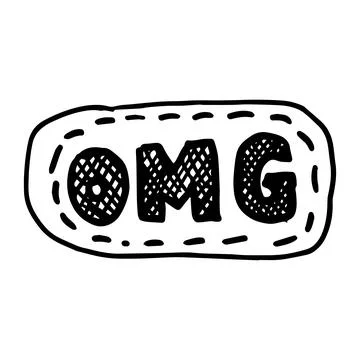 Cloud speech bubble with OMG text. Comic doodle sketch style. Explosion cloud Illustrazione stock