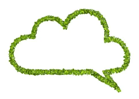 Cloud speech icon from the green grass. Isolated Stock Photos
