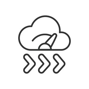 Cloud speed, icon in line design. Cloud, speed, fast, performance, upload 库存插图