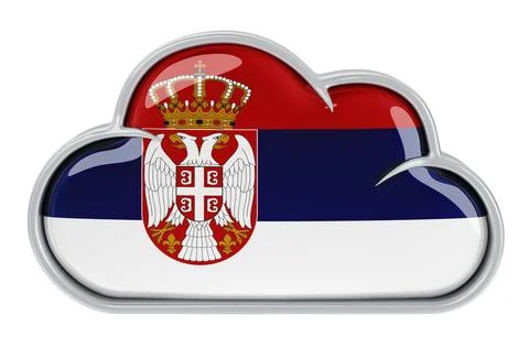 Cloud-Speicherdienst in Serbien, 3D-Rendering Cloud-Speicherdienst in Serb... 库存照片